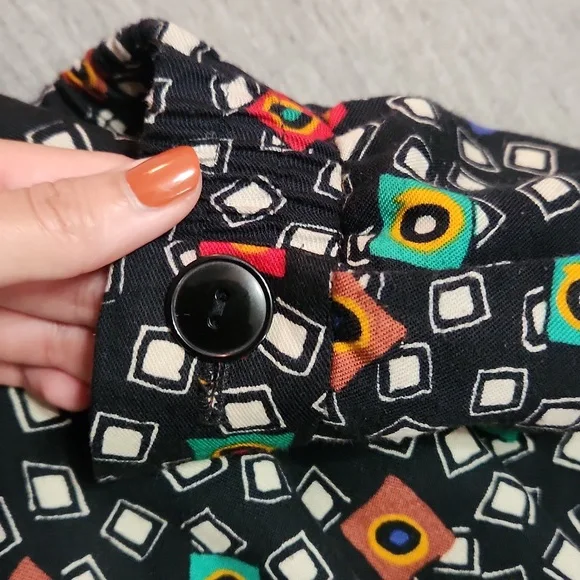 RARE!! Vintage 80's Funky Print Matching Midi Maxi Skirt & Button Up Blouse Set - Picture 17 of 17